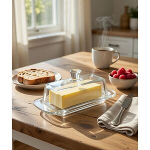 Royalty Art 28049 Glass Butter Dish with Handled Lid - Clear